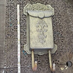 Vintage Cast Iron Mailbox Ornate Wall-Mounted. Pre-owned